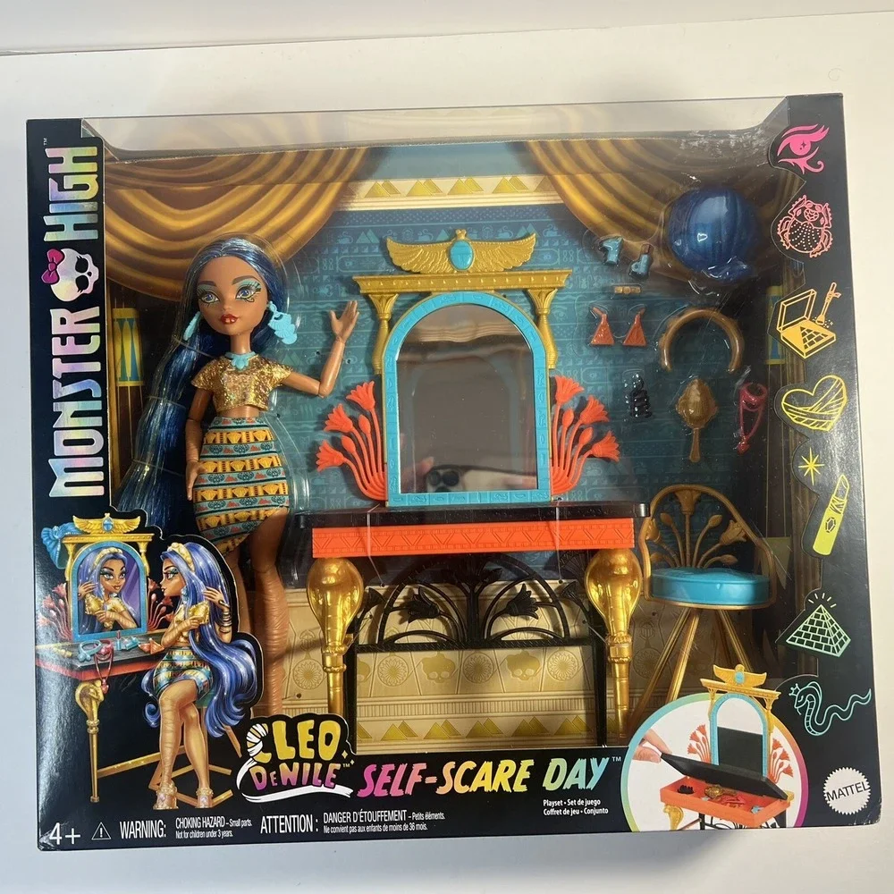 Monster High Cleo De Nile Self Scare Day Doll And Vanity Set With acessories NEW